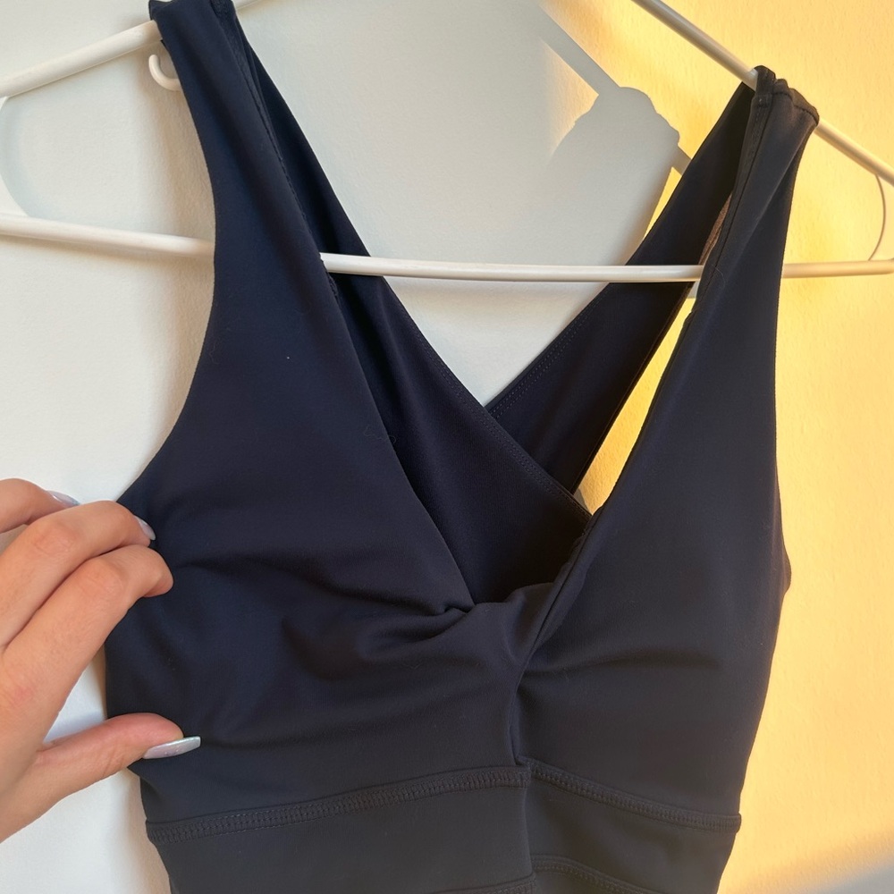 Fabletics Twist Front Oasis Onesie Women Small Navy Athleisure